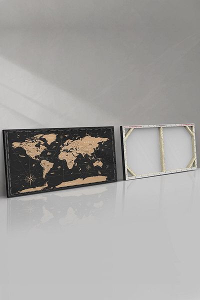 Evinemoda Vintage Παγκόσμιος Χάρτης Πίνακας καμβά-καμβά