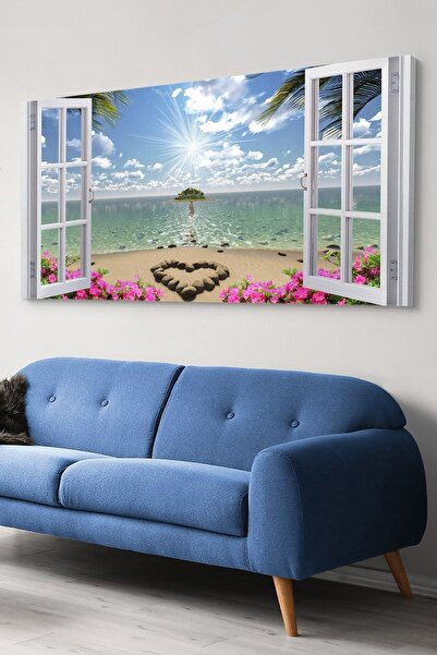 Evinemoda Sahile Açılan Pencere Kanvas-canvas Tablo