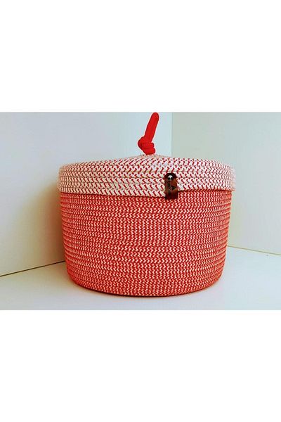 BEVEZ HOME Jute Wicker Basket with Lid, Hand Woven, Multi-Purpose Basket, Bathroom and Kitchen Organizer