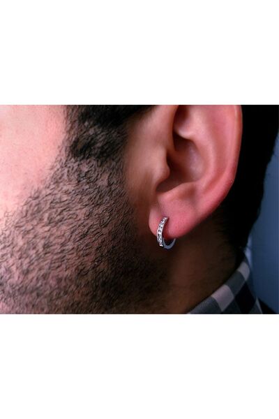 Sirius Pırlanta Pırlanta Taşlı Halka Tektaş Erkek Küpesi