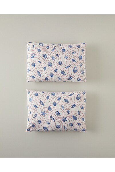 English Home Seashell Shmphony 2'Li Yastık Kılıfı Kırmızı-Koyu Mavi