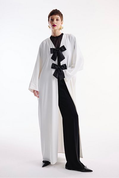 Nuum Design Abaya Bow Detailed Ecru
