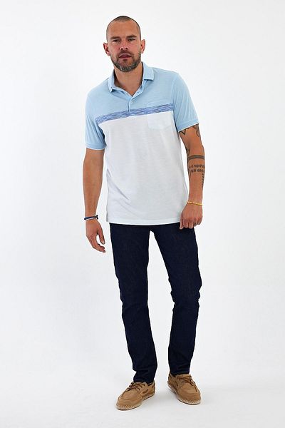 ENQUE Ανδρικό μπλουζάκι Basic Polo με κοντό μανίκι με τσέπες γαλάζιο