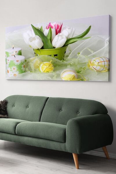 Evinemoda Lale Mum Tek Parça Kanvas Canvas Tablo