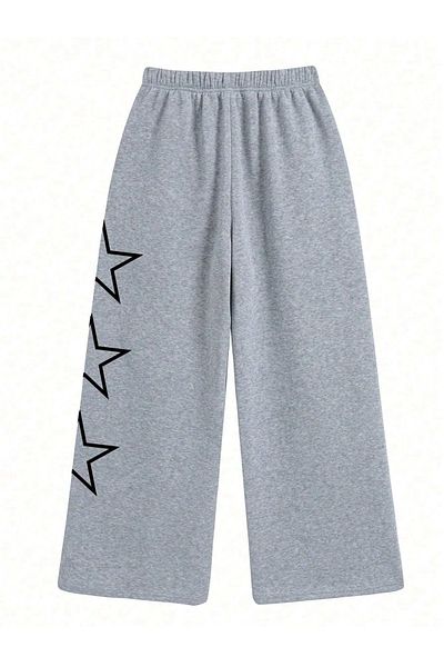 Mella&Co Pantaloni de sport largi pentru femei - cu talie elastică, două fire