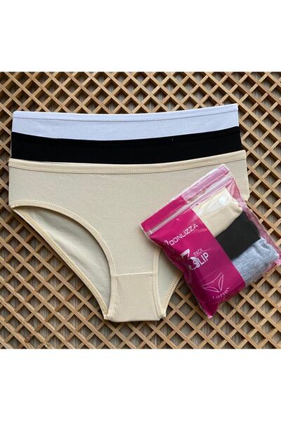 DONLİZZA Black, White, Skin Panties 3 Pieces