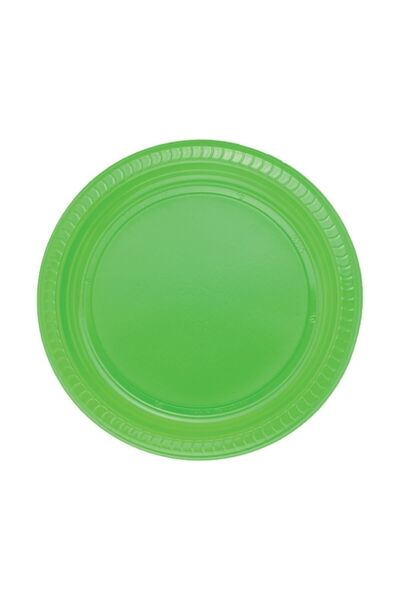 Rainbow Renkli Tabak Plastik 25'li Yeşil Yanında Aynı Renk 5 Kristal Bardak H...