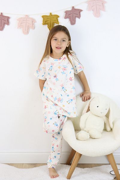 Harika KIDS Set de pijamale din bumbac pieptănat cu imprimeu pentru fete
