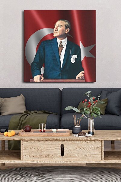 Evinemoda Mustafa Kemal Ataturk Jednodijelni kvadratni platno - Slika na platnu