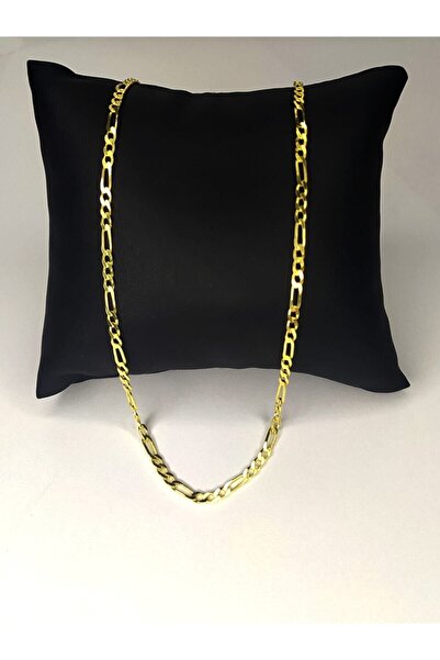 Genel Markalar 925 Ayar Gümüş 14 Ayar Altın Kaplama Figaro Zincir Kolye 3 Mm Kalınlık 60 Cm