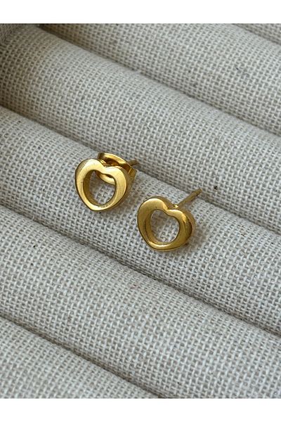 midnayt Minimal Steel Heart Frame Earrings Pair
