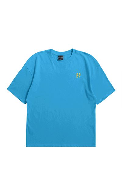 Eazy Co Tricou cu mânecă scurtă cu imprimeu supradimensionat unisex Eazy Blue Ornament
