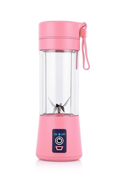 LESGO Portatif Taşınabilir El Blender 380 Ml 6 Bıçaklı Usb Şarjlı Blender-pembe