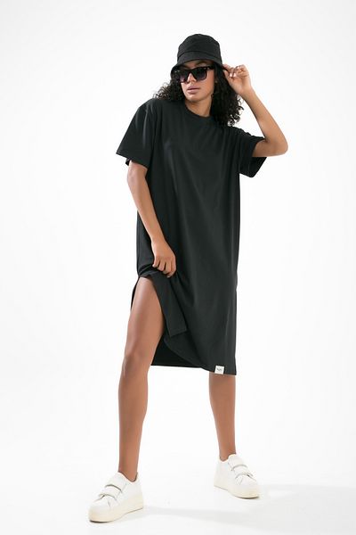 MuuBs TDRESS Long Oversize T-shirt Dress - Crew Neck, Two Side Slits