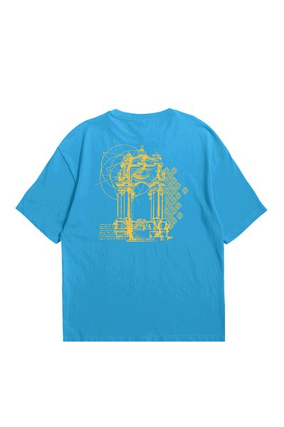 Eazy Co Tricou cu mânecă scurtă cu imprimeu supradimensionat unisex Eazy Blue Ornament