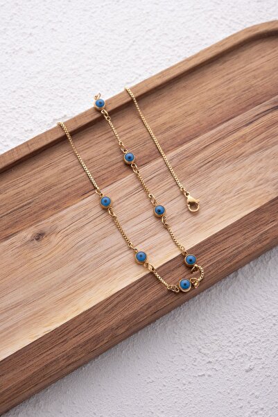 ByFlorya Jewelry قلادة مطرزة بعين الشر الفولاذية هدية خرز عين الشر السبعة غير قابلة للتشوه