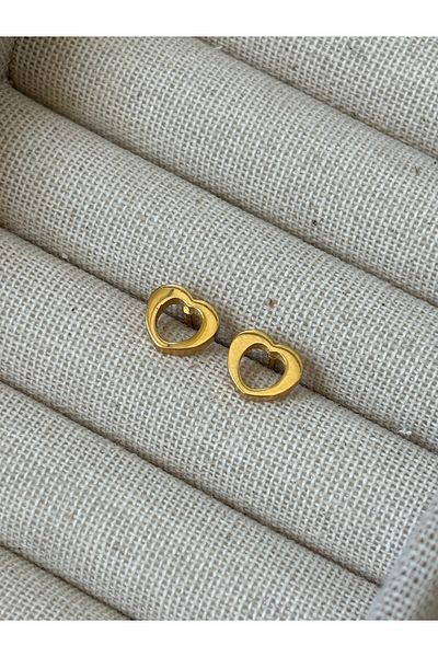 midnayt Minimal Steel Heart Frame Earrings Pair