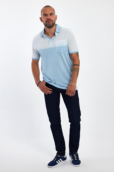 ENQUE Ανδρικό μπλουζάκι Basic Polo με κοντό μανίκι με τσέπες γαλάζιο