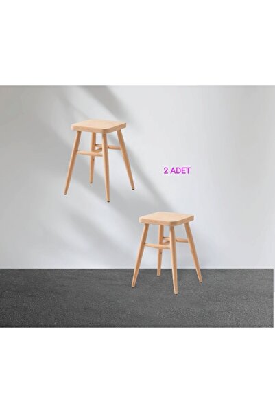 NİCE WORKS Ahşap Kare Tabure ( 2 Adet )