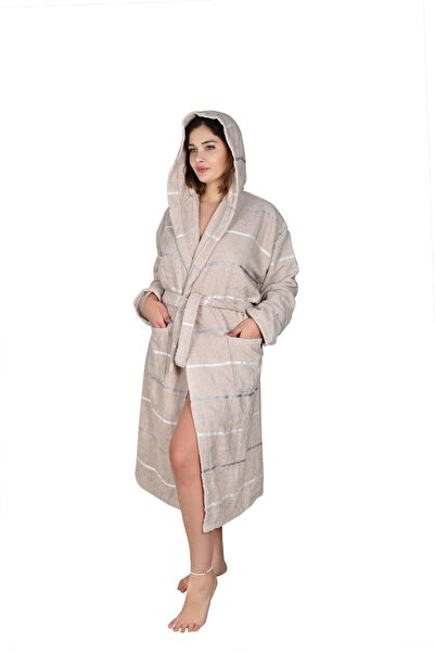 ESMEN هوديي مخطط باللون البيج