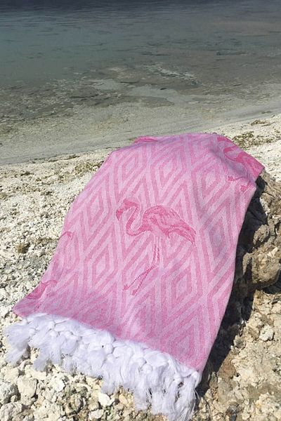 Denizli Concept Flamingo Pink Peshtemal - Γρήγορη και απορροφητική στο νερό, μοντέρνο σχέδιο