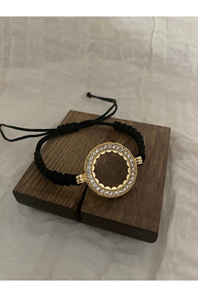 fanjew Çeyrek Altın Uyumlu Çerçeveli Makrome Bileklik, Çeyrekli Bileklik, Çeyrek Altın Takılan Bileklik