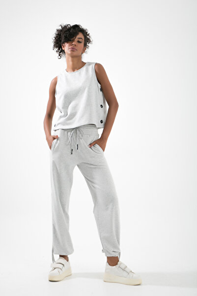 muub's Αμάνικη Crop Μπλούζα με λαιμόκοψη - Πλαϊνά κουμπιά