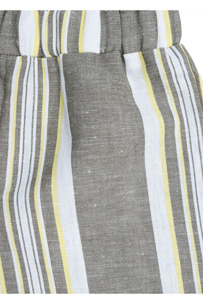 Ozmoz Gray Striped 100% Linen Summer Short Shorts for Baby Boy