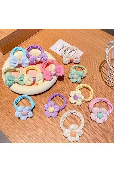 So Much Accesories Soft Pastel Colored Flower Model Soft Rubber Buckle Set