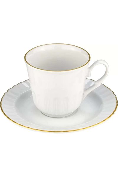 Jenisa 12 Piece Pearl Gilded Porcelain Coffee Cup Set