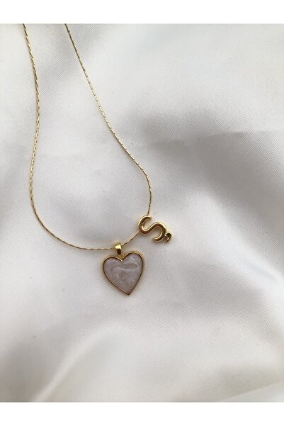 Claritas Takı Kadın Altın Kaplama Sedef Kalpli Ş Harfli Kolye