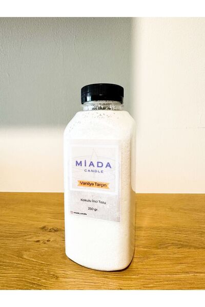 MİADA Vanilya Tarçın Kokulu Esanslı Inci Tozu Mum Fitil Hediyeli Sonsuzluk Mumu 250 Gr.