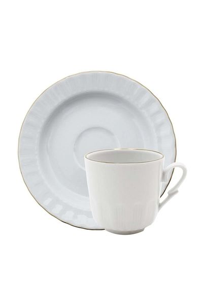 Jenisa 12 Piece Pearl Gilded Porcelain Coffee Cup Set