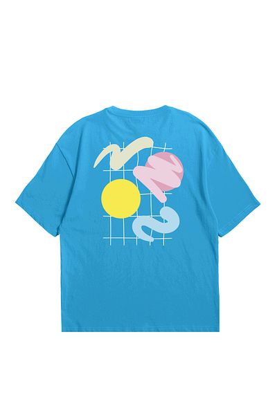 Eazy Co Tricou cu mânecă scurtă unisex cu imprimeu supradimensionat Eazy Blue Abstract Shapes