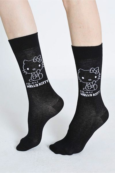 Hello Kitty ROZ-87/4 Model Patterned and Licensed Black Socks
