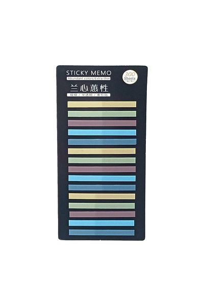 sibga tasarım Transparent Colored Thin Strip Postit - Bookmark, 300 Sheets