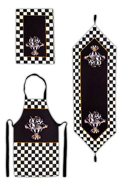 Latuda Concept Checkered Pumpkin Patterned 3-Piece Kitchen Set - Runner, Oven Cover and Kitchen Apron Gift-Ltd365-S