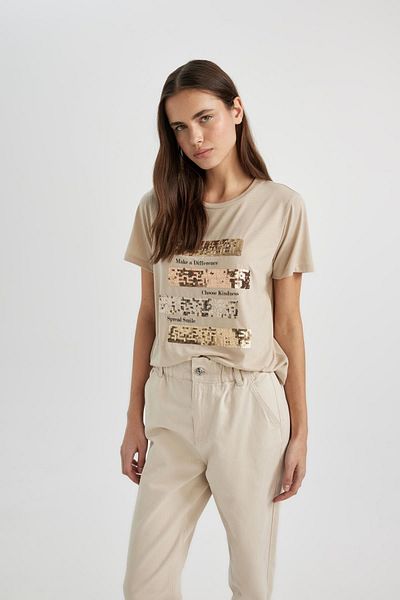 DeFacto Tricou cu mânecă scurtă, cu decolteu obișnuit C4060ax24sp