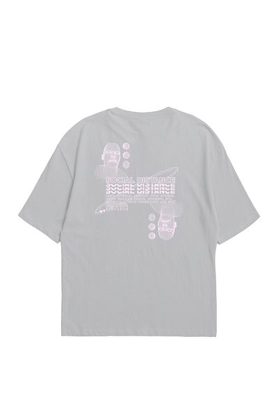 Eazy Co Eazy Gray Social Distance Unisex Oversize Printed Short Sleeve T-shirt