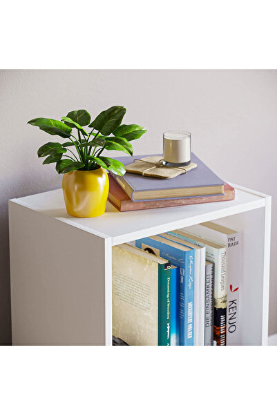 Modern home Bookcase and accessory Display Unit of wood 2Tier white
