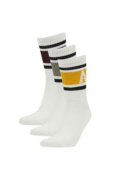 DeFacto Men's Long Cotton Socks Set of 3 - C0173axns
