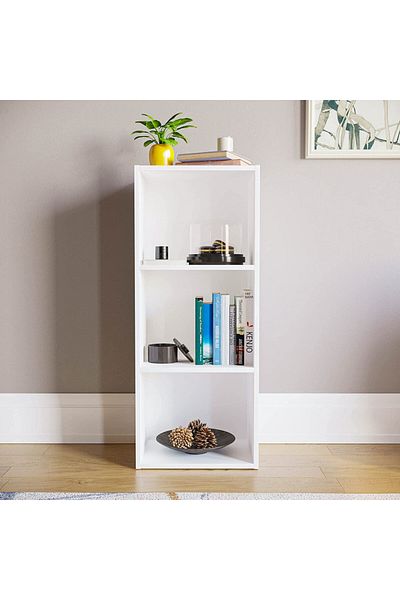 Modern home Bookcase and accessory Display Unit of wood 3Tier white