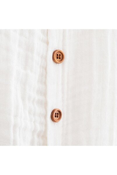 CFR Kids Unisex Baby Woven Organic Cotton Muslin Jumpsuit Ecru (BROKEN WHITE)