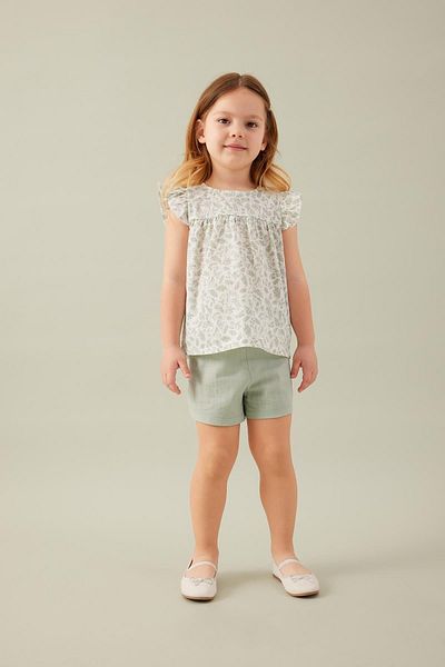 DeFacto Set aus Bluse und Shorts mit Blumenmuster für Baby-Mädchen - Popeline C4026a524sm