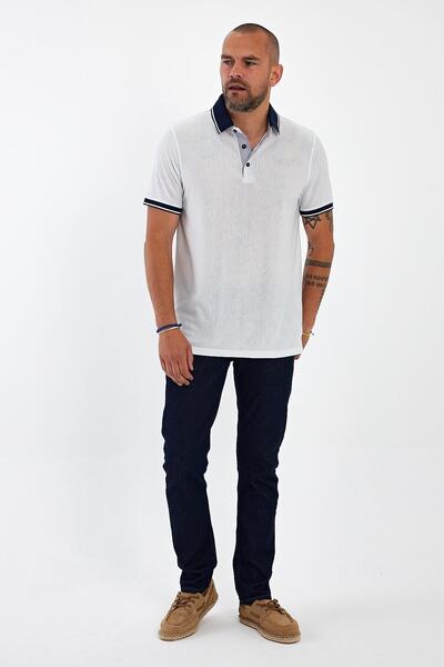 ENQUE Чоловічий комфортний базовий поло з коротким рукавом білий футболка