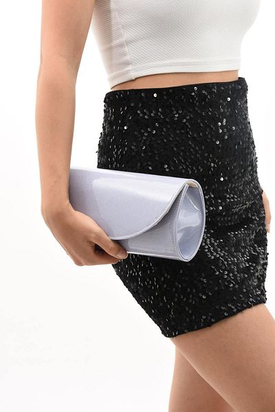 bibags Βραδινή τσάντα φορέματος λουστρίνι λιλά Glitter