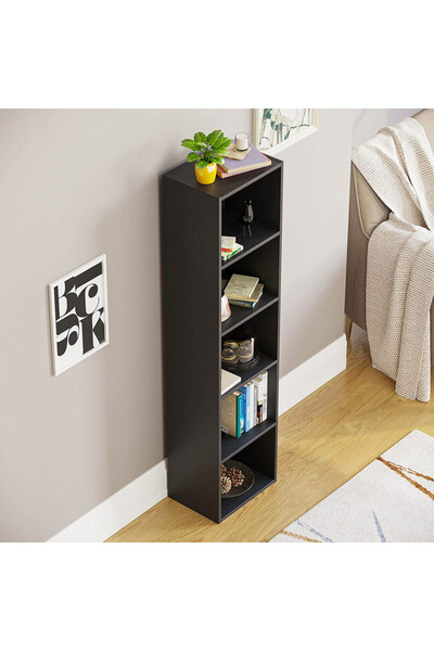 Modern home Bookcase and accessory Display Unit of wood 5Tier Black