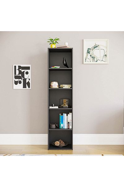 Modern home Bookcase and accessory Display Unit of wood 5Tier Black