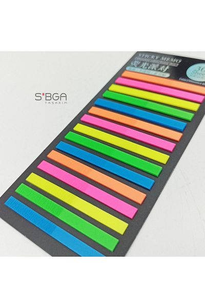 sibga tasarım Transparent Colored Thin Strip Postit - Bookmark, 300 Sheets
