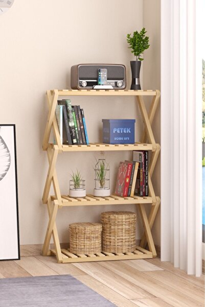 PETEK SUZÜ HOME Ahşap Katlanır Raf 4 raflı 65 cm genişlik